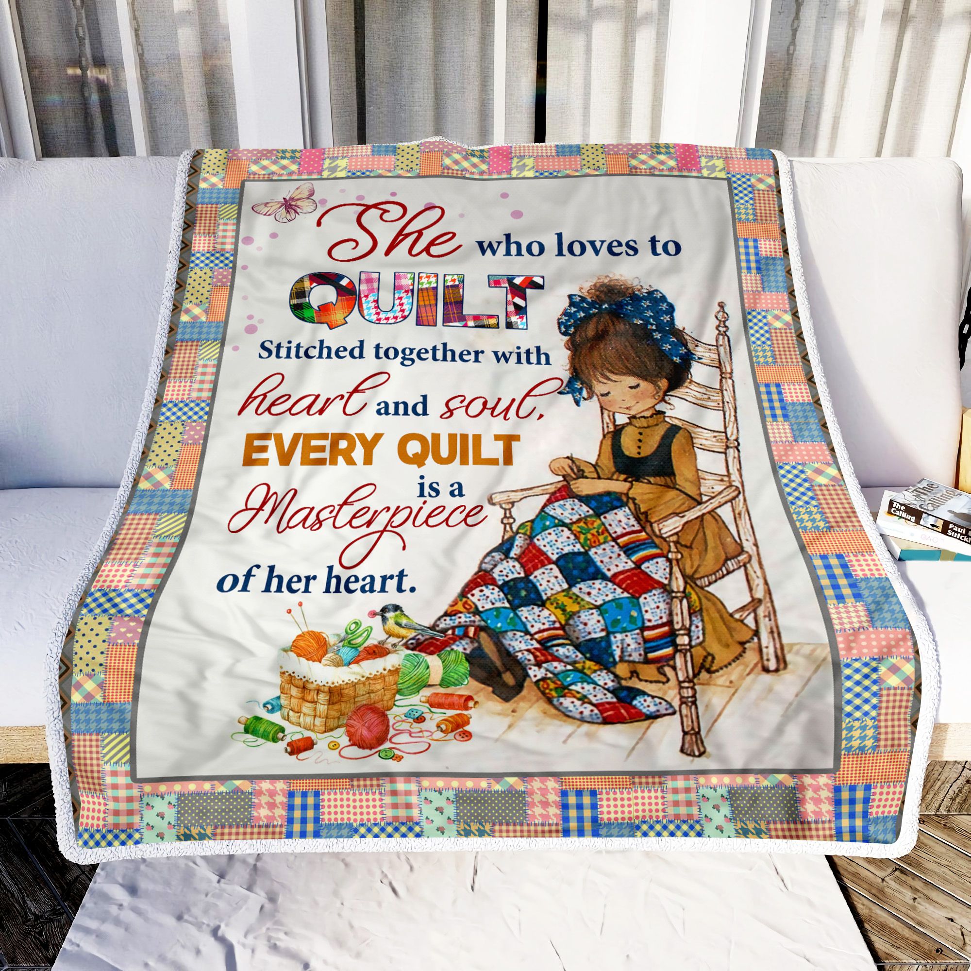 She Who Loves To Quilt Fleece Blanket