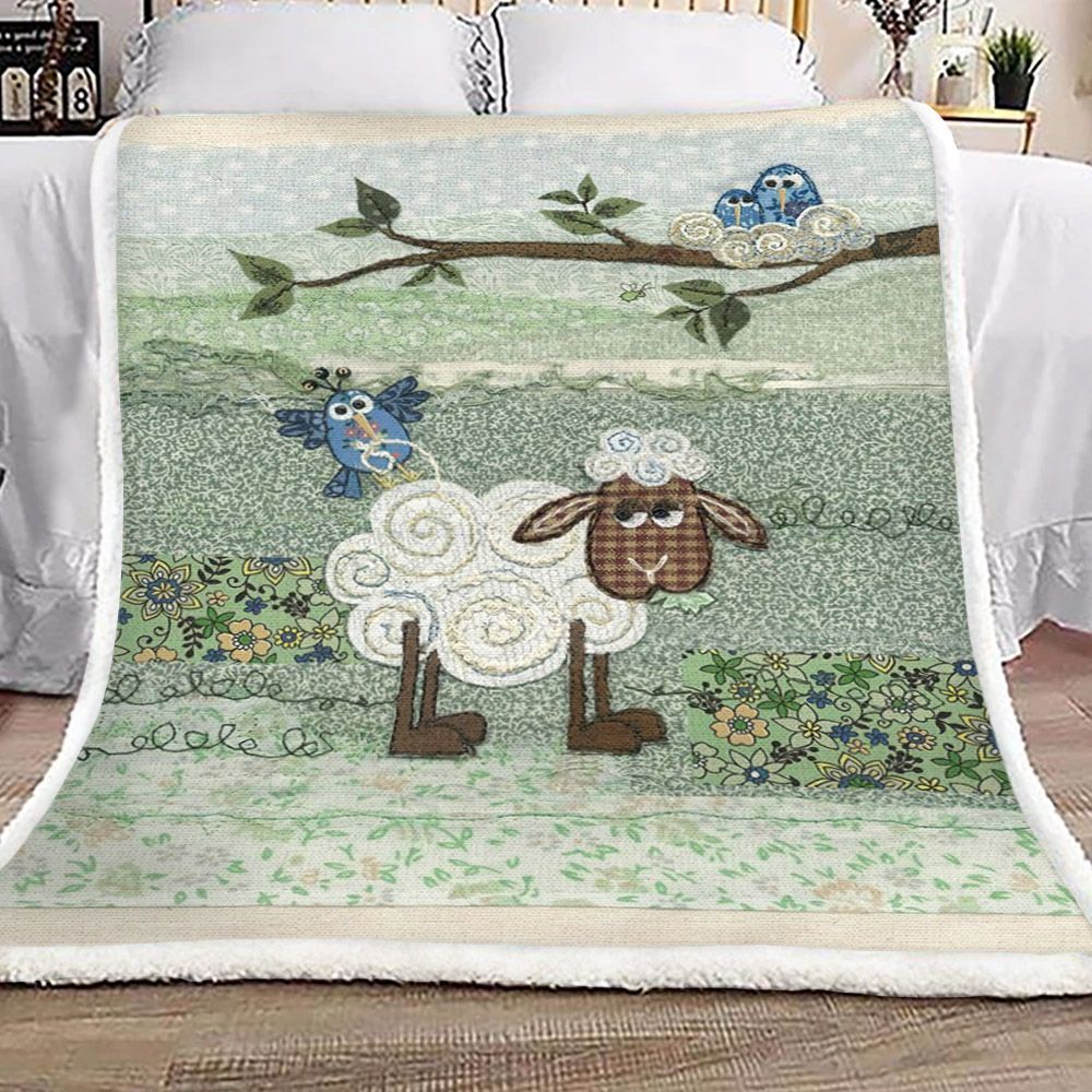Sheep Bird Sherpa Fleece Blanket