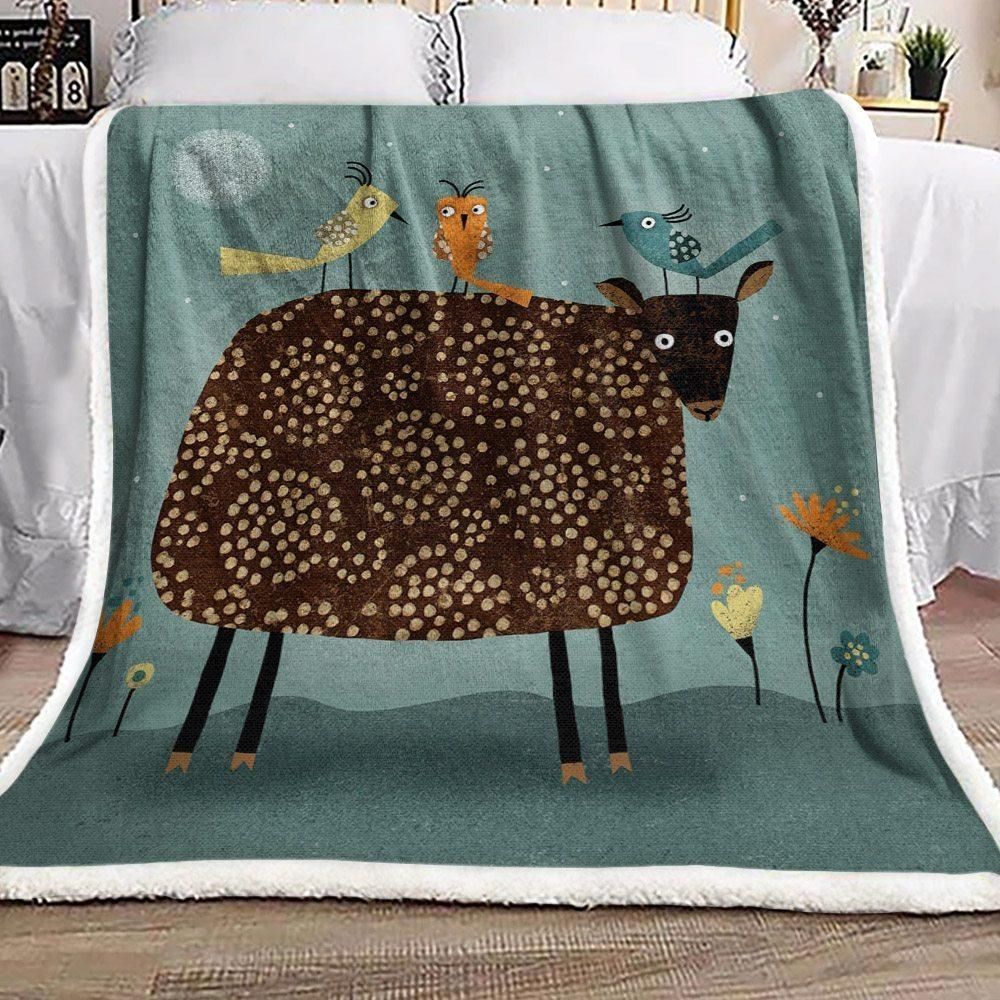 Sheep Sherpa Fleece Blanket