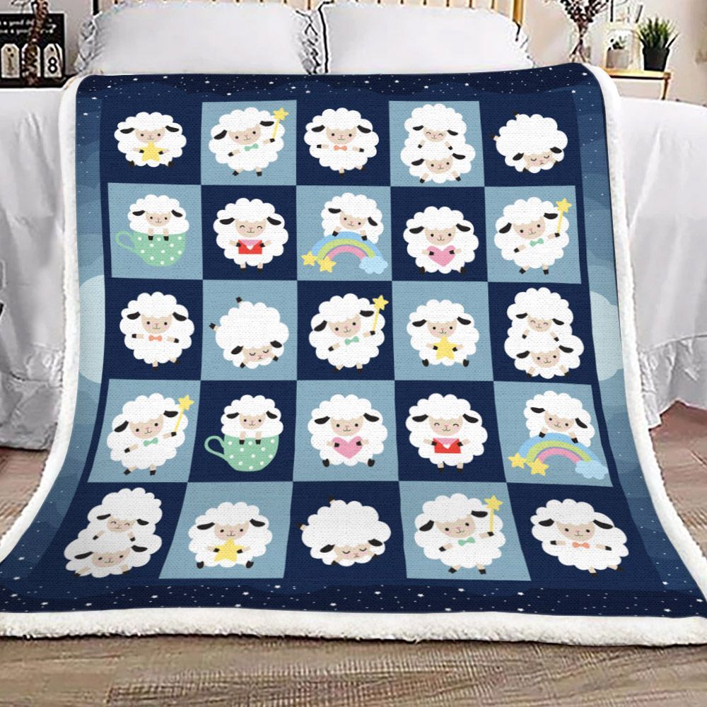 Sheep Sherpa Fleece Blanket