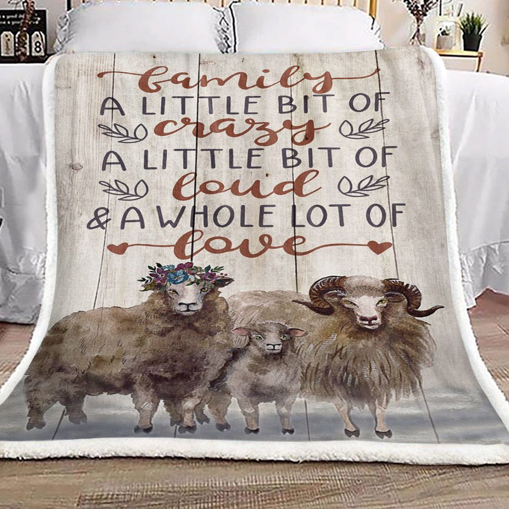 Sheep Family Sherpa Fleece Blanket