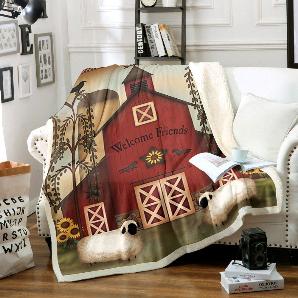 Sheep Sherpa Fleece Blanket