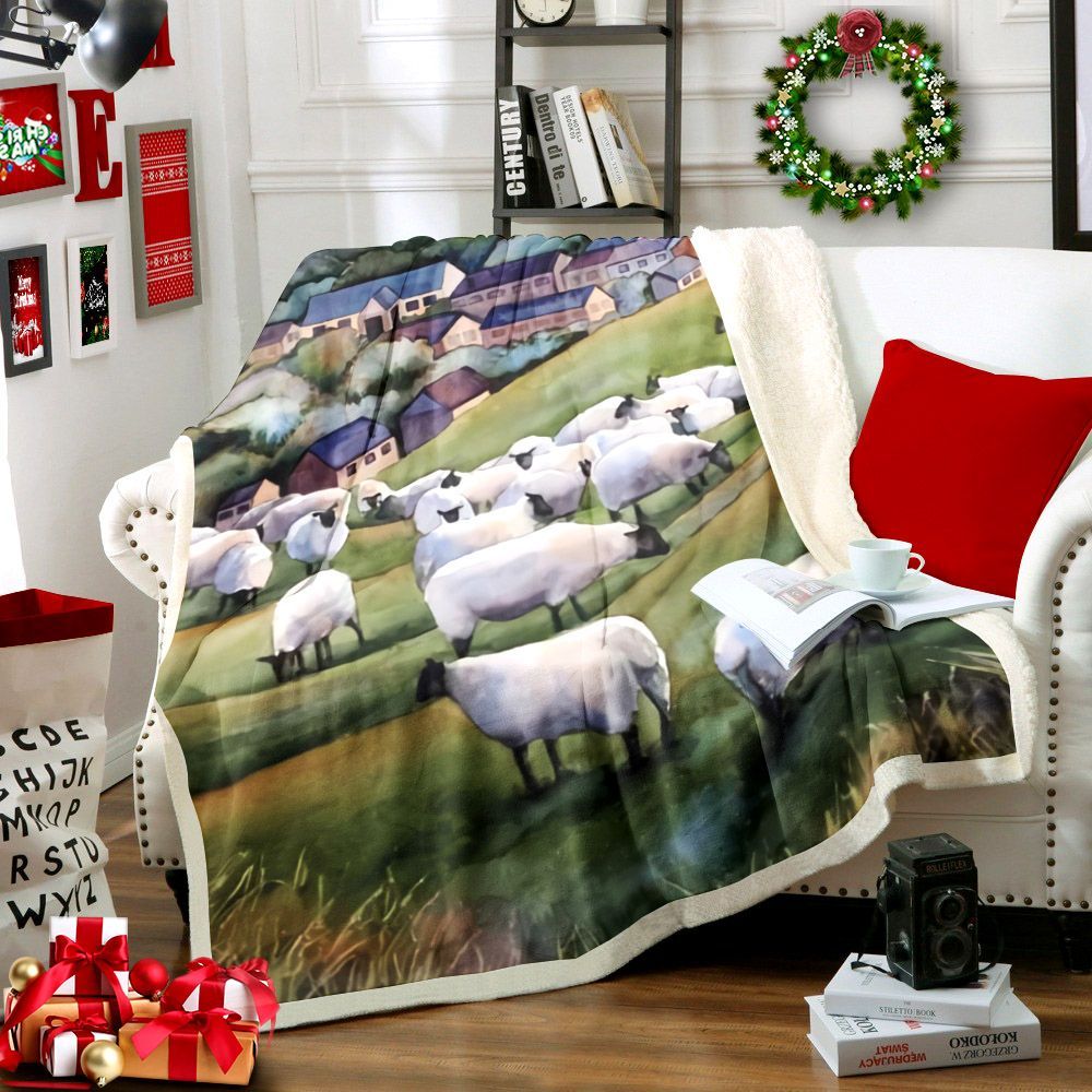 Sheep Sherpa Fleece Blanket