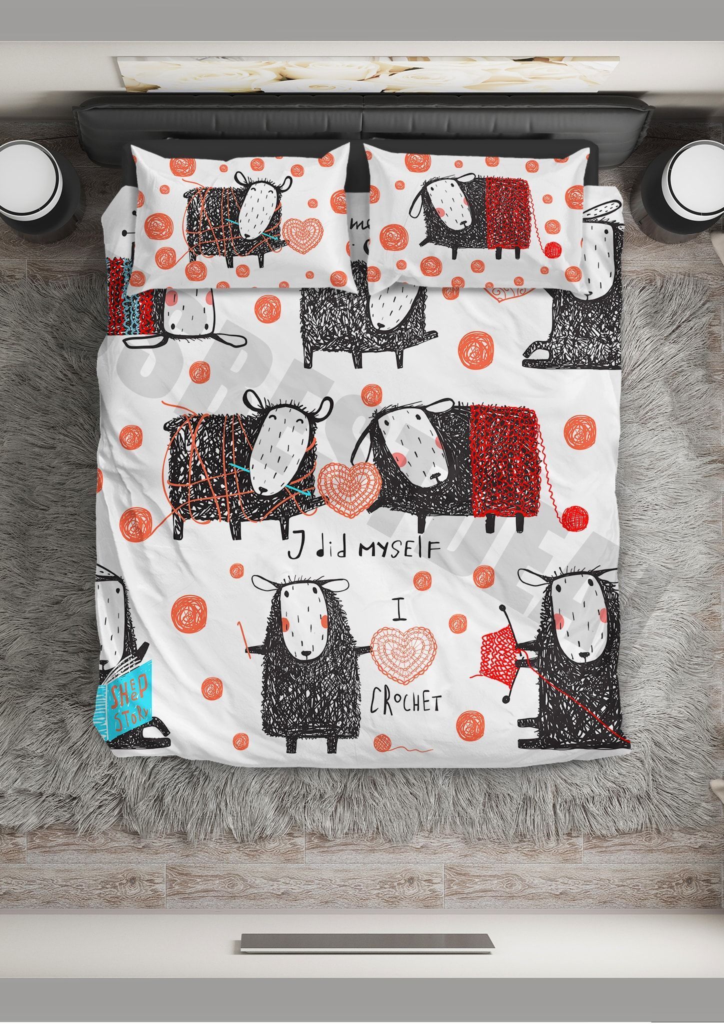 Sheep I Love Crochet Bedding Set