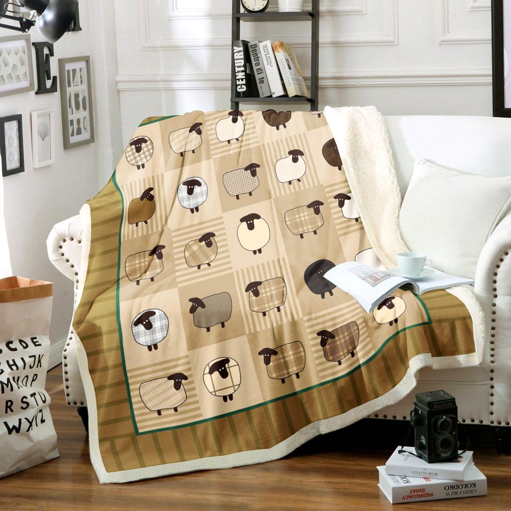 Sheep Sherpa Fleece Blanket