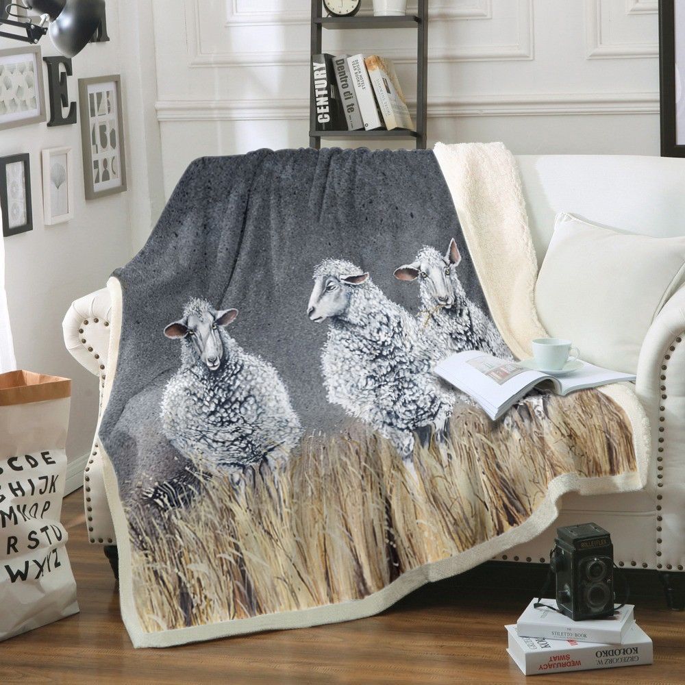 Sheeps Sherpa Fleece Blanket