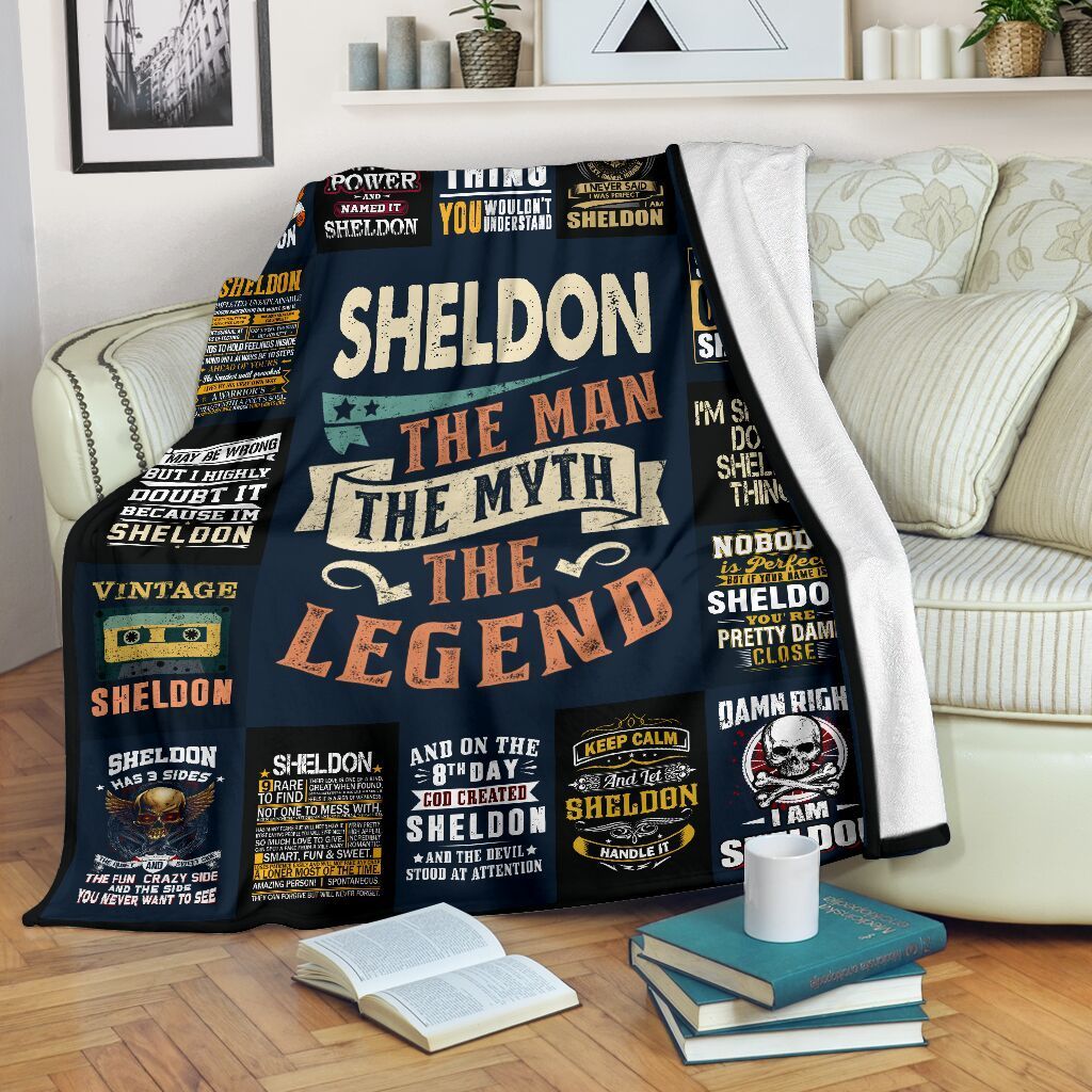 Sheldon The Man The Myth The Legend Fleece Blanket Personalized Name Fleece Blanket