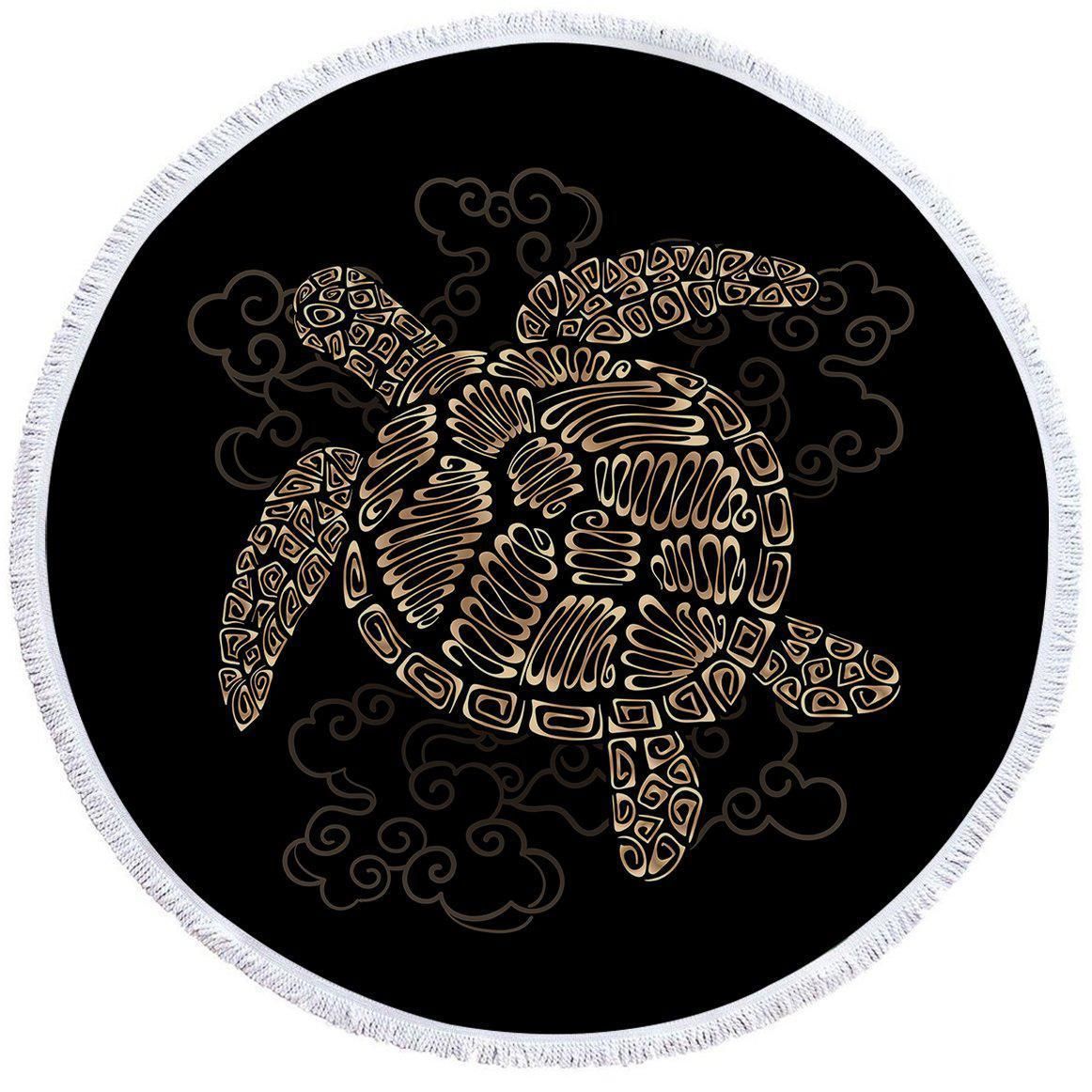 Shelly The Sea Turtle Printed Round Beach Towel