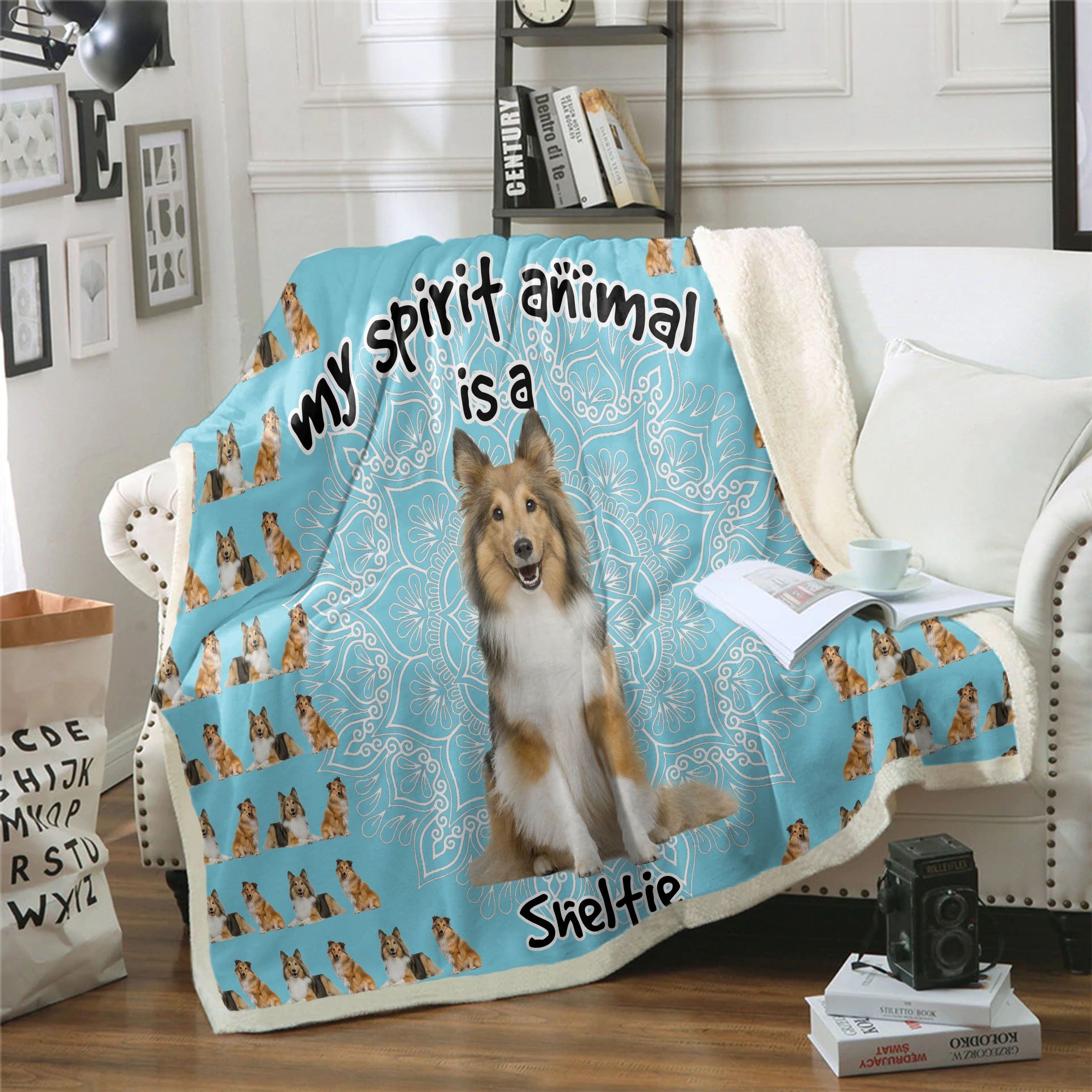 Sheltie Is My Spirit Animal Sherpa Fleece Blanket