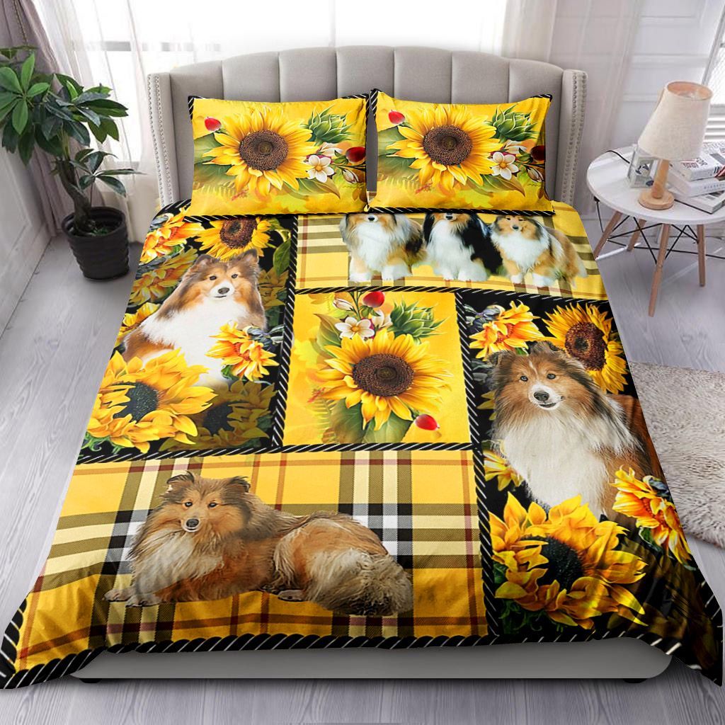 Sheltie Yellow Tartan Bedding Set