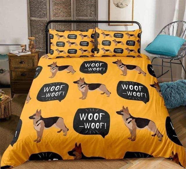 Shepherd Dog Yellow Background Bedding Set