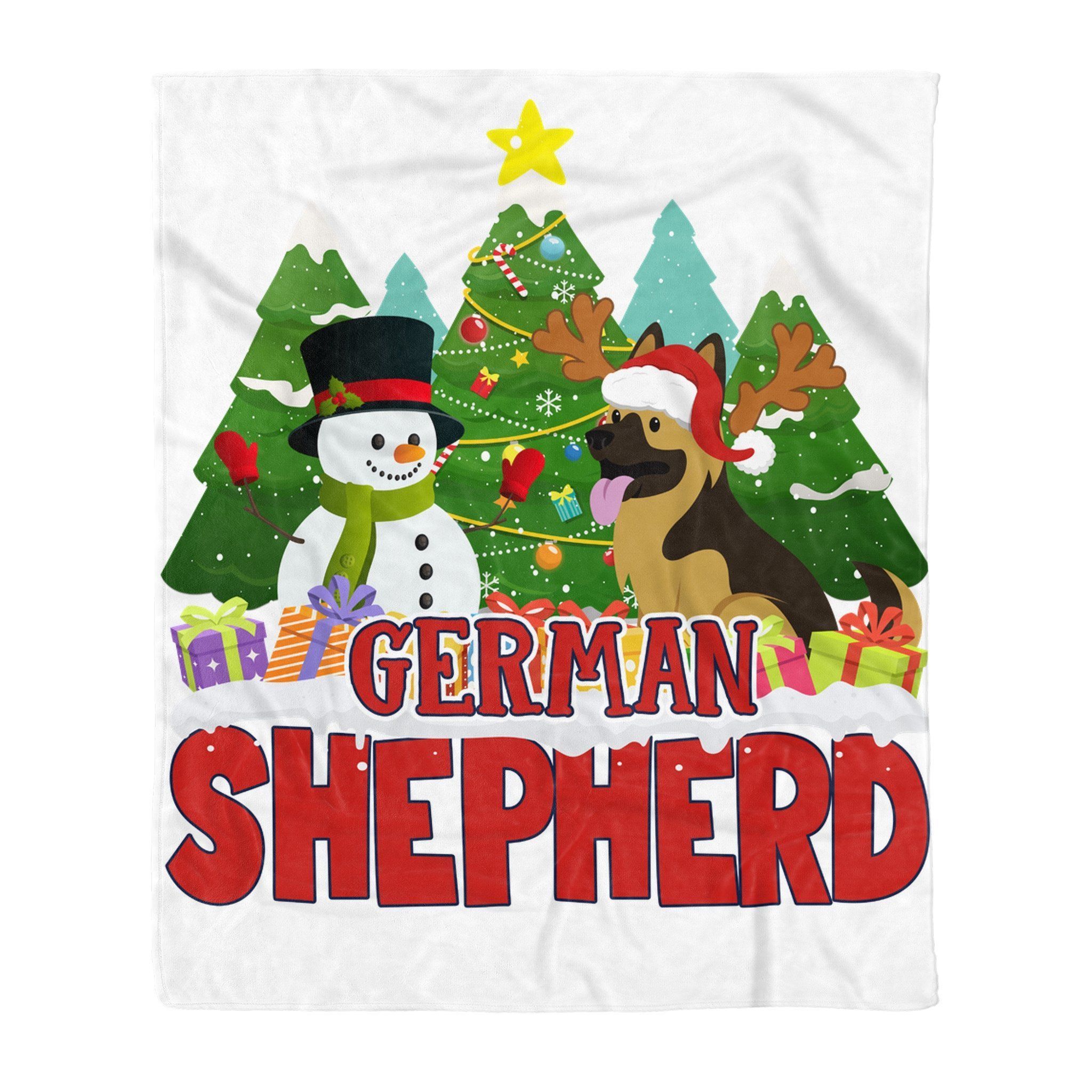 Shepherd Snowman Christmas Tree Sherpa Fleece Blanket