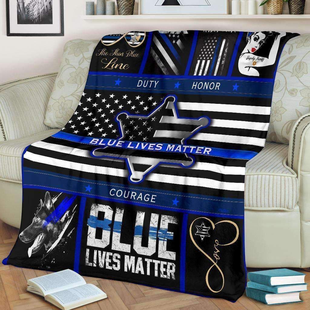 Sheriff Blue Lives Matter Sherpa Fleece Blanket