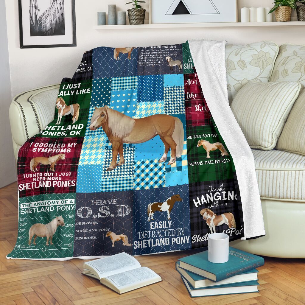 Shetland Pony Horse Sherpa Fleece Blanket
