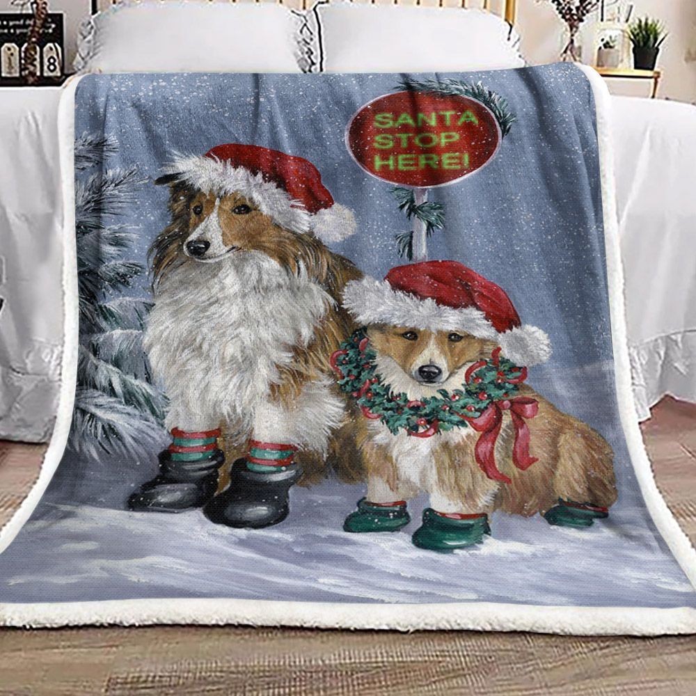 Shetland Sheepdog Christmas Sherpa Fleece Blanket