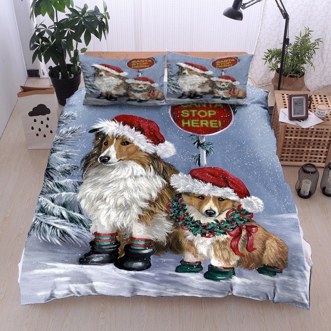 Shetland Sheepdog Christmas Bedding Set