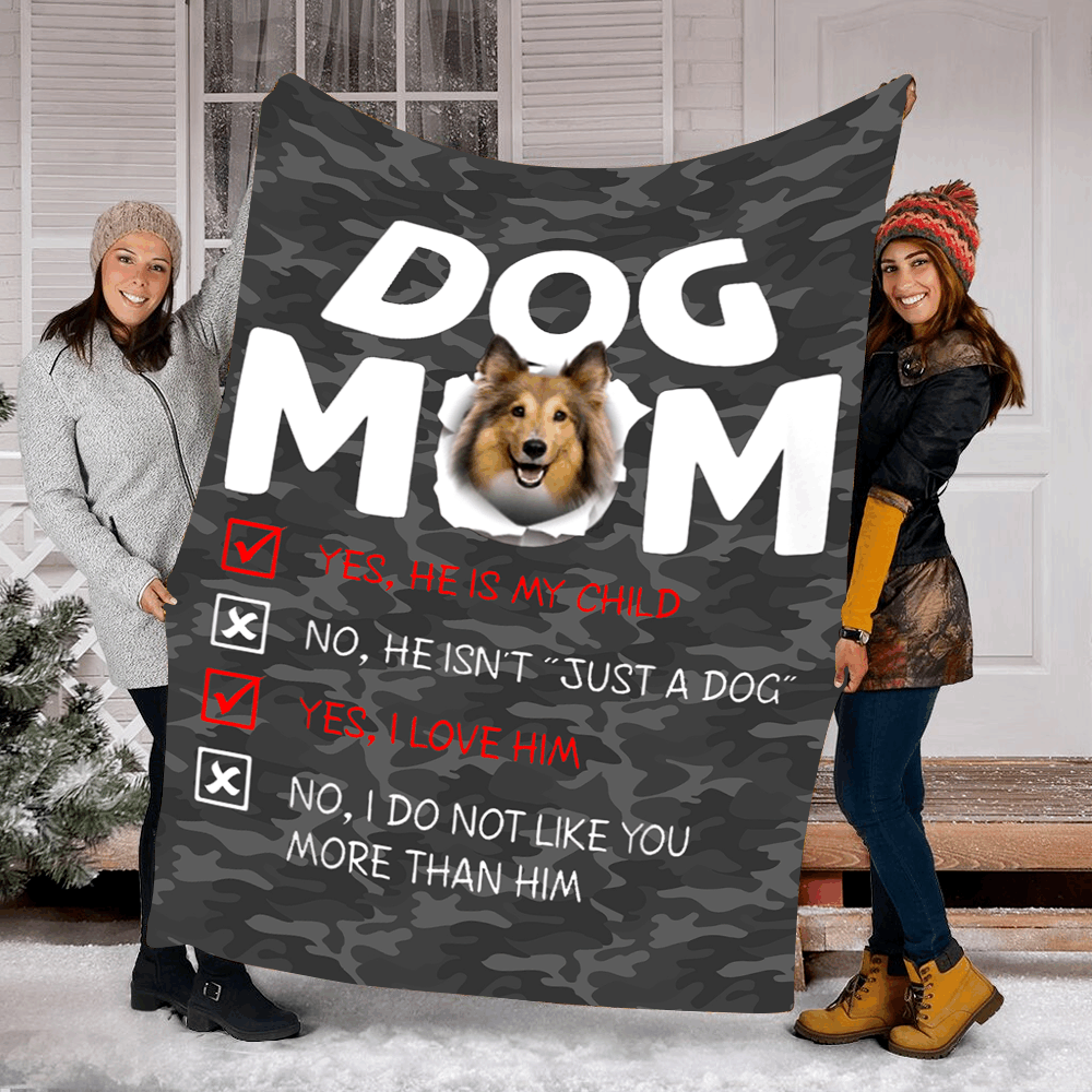 Shetland Sheepdog Dog Mom Sherpa Fleece Blanket