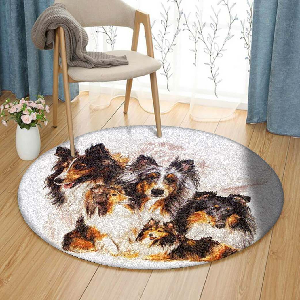 Shetland Sheepdog Round Carpet