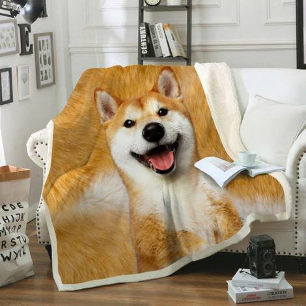 Shiba Dog Sherpa Fleece Blanket