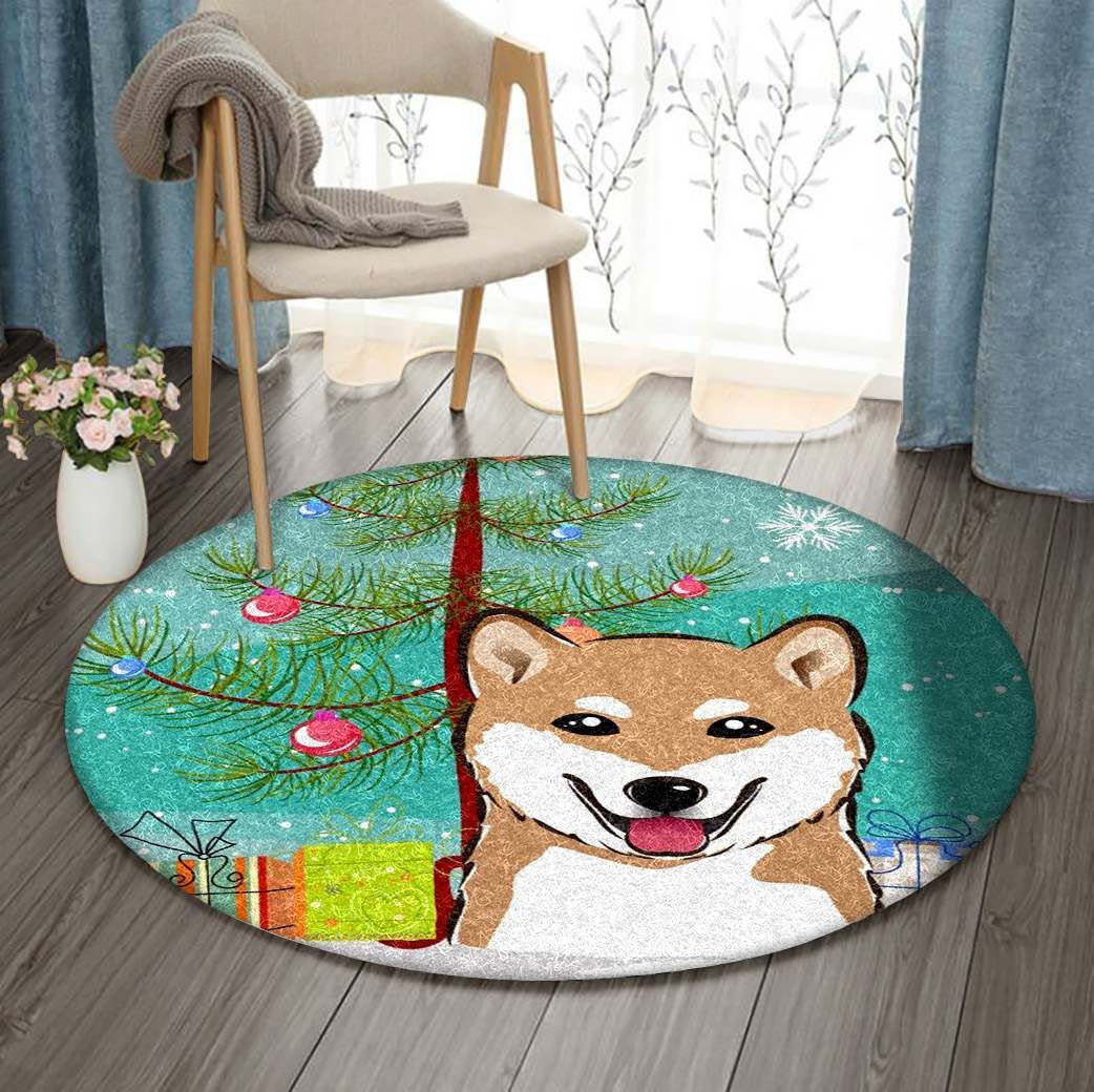 Shiba Inu Christmas Round Carpet