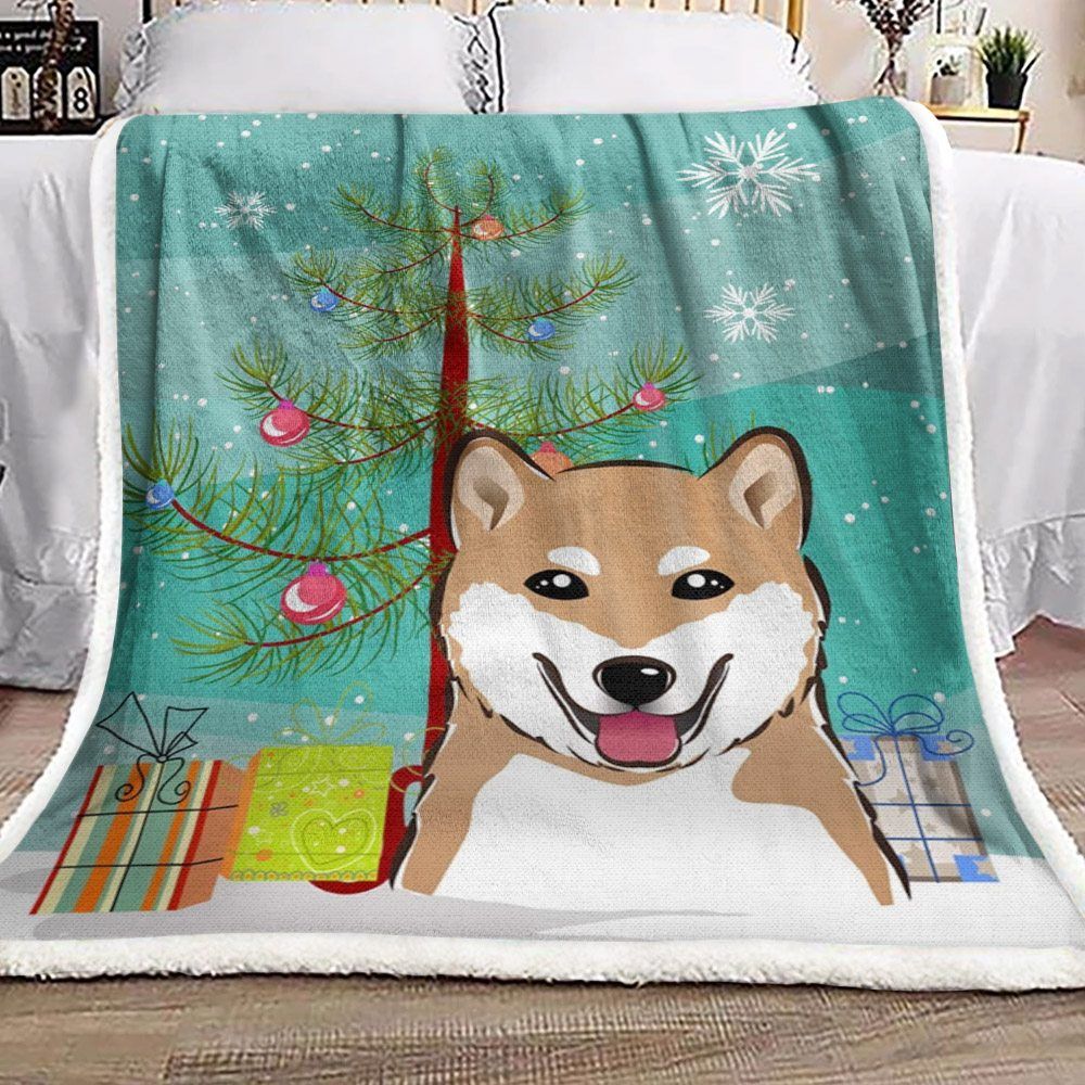 Shiba Inu Christmas Sherpa Fleece Blanket