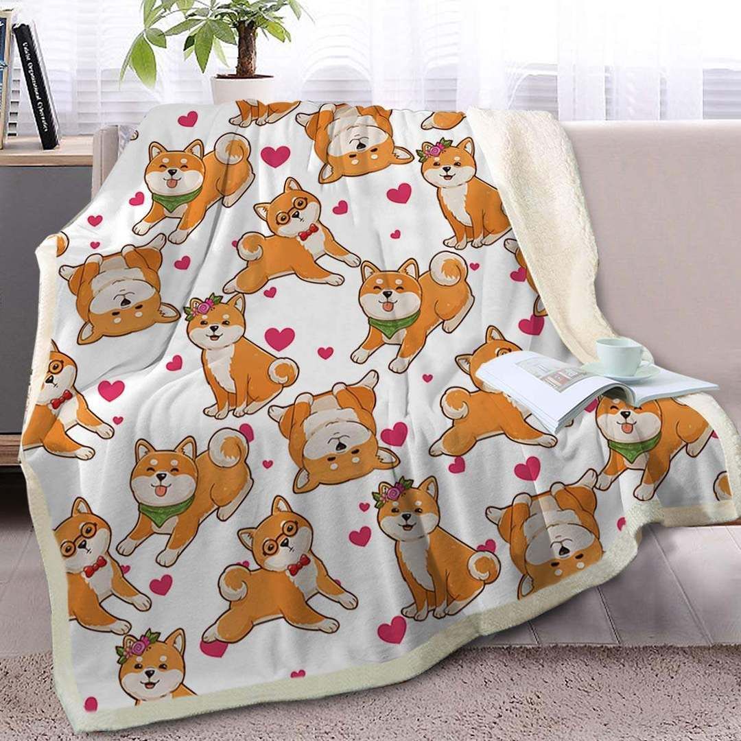 Shiba Inu Sherpa Fleece Blanket