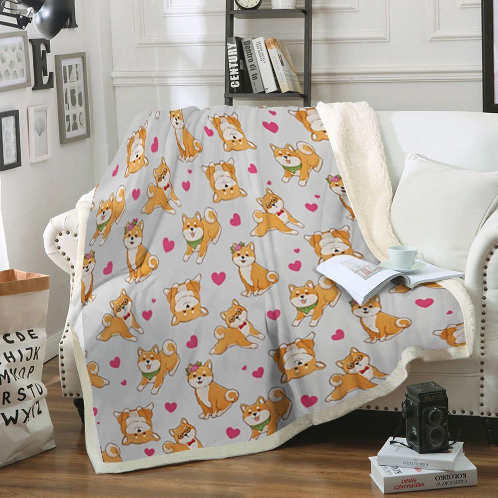 Shiba Inu Dog Sherpa Fleece Blanket