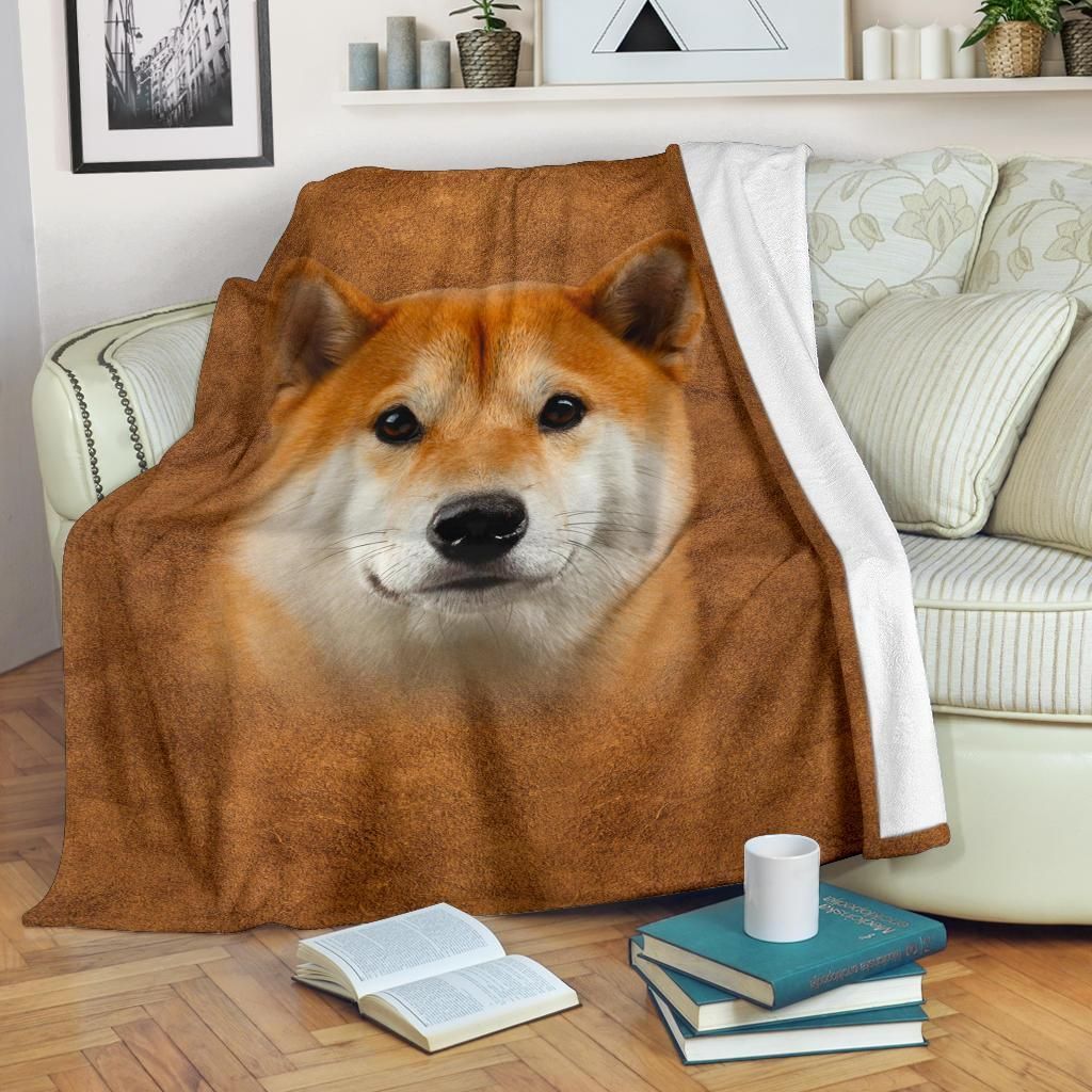 Shiba Inu Face Hair B Sherpa Fleece Blanket