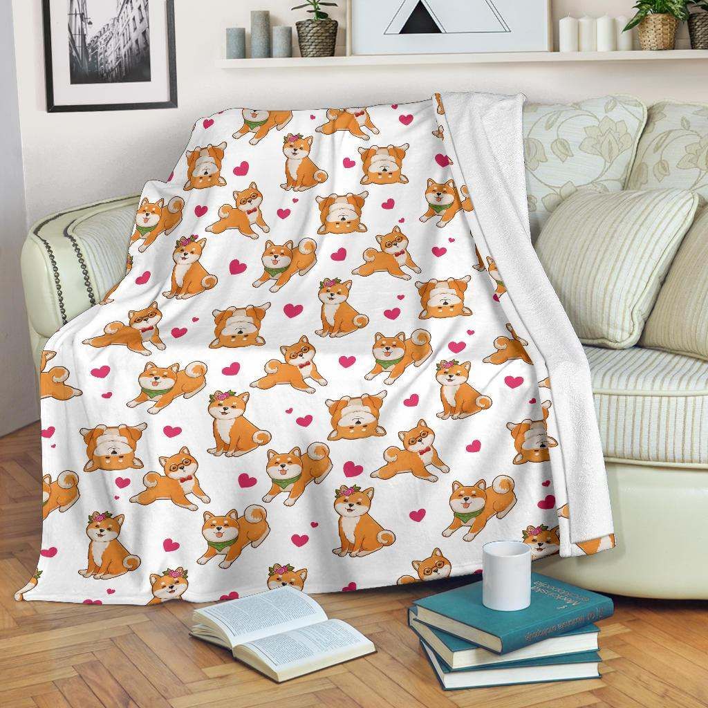 Shiba Inu Heart Blanket