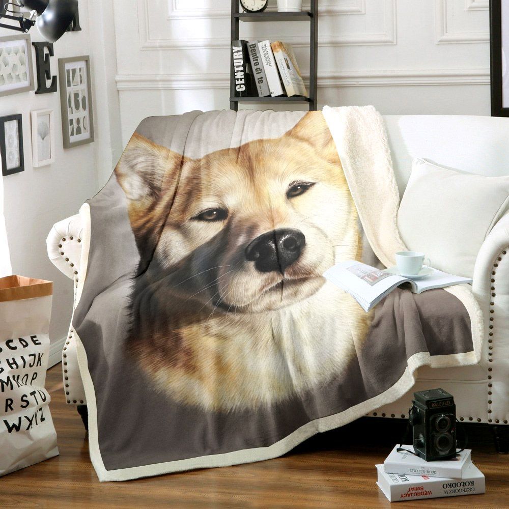 Shiba Inu Sherpa Fleece Blanket