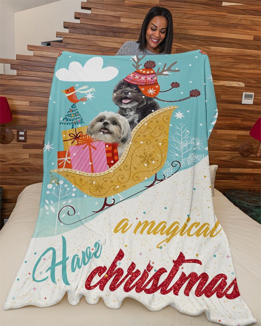 Shih Tzu A Magical Xmas Fleece Blanket