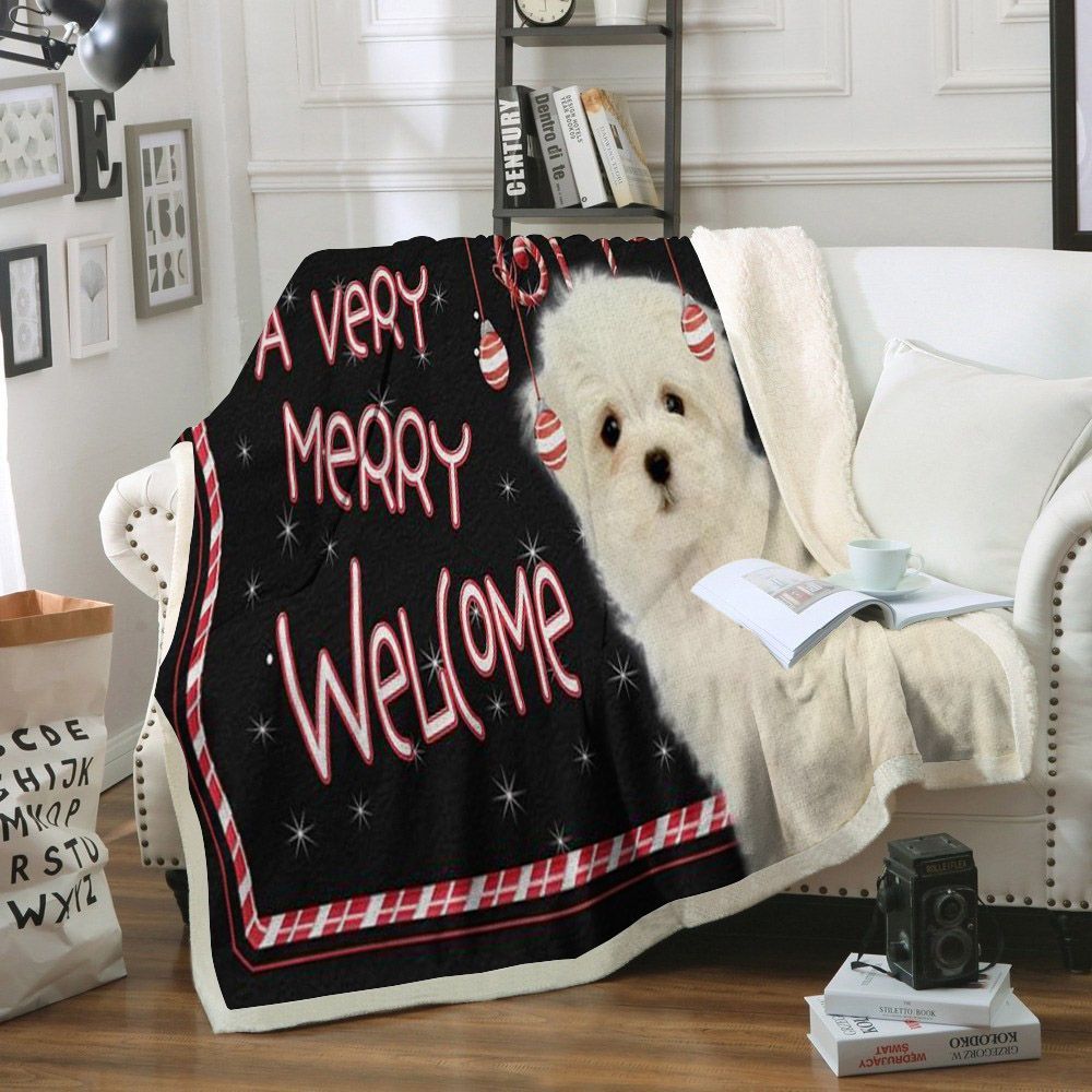 Shih Tzu Christmas Sherpa Fleece Blanket