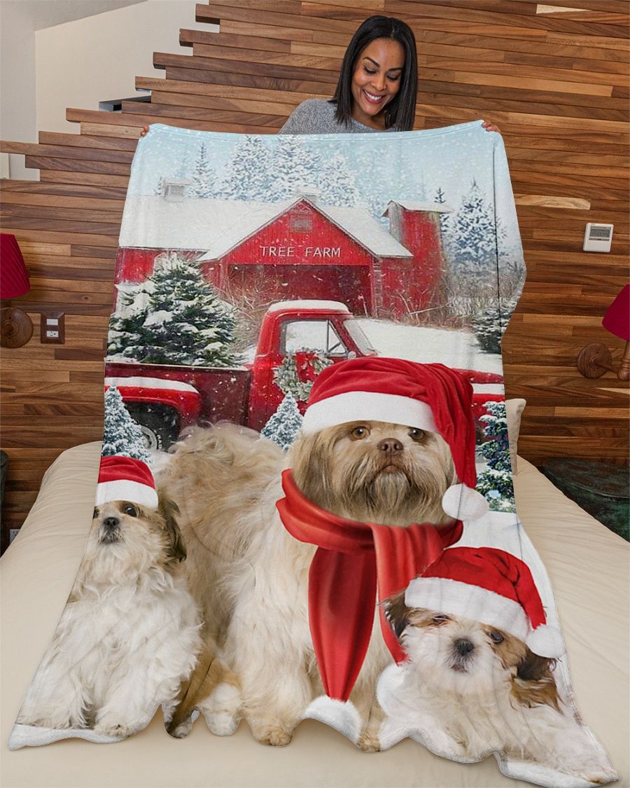 Shih Tzu Christmas Fleece Blanket