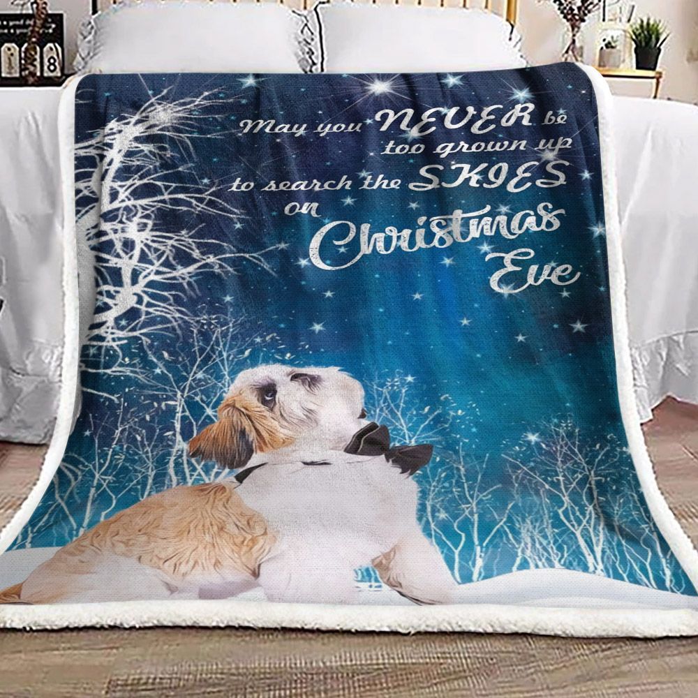 Shih Tzu Christmas Sherpa Fleece Blanket
