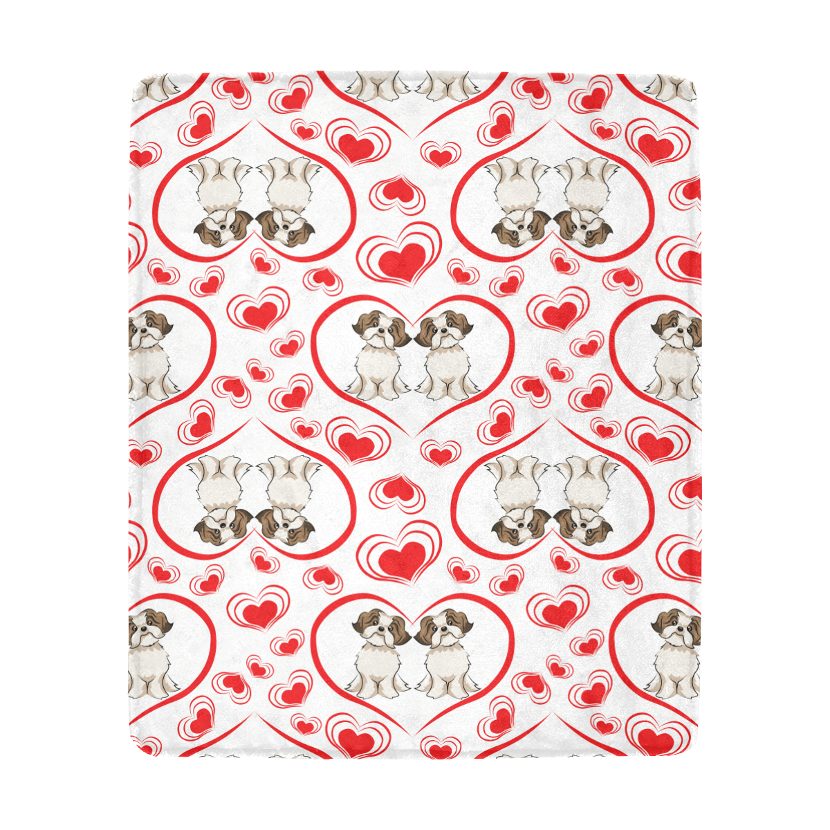 Shih Tzu Cute Valentines Sherpa Fleece Blanket