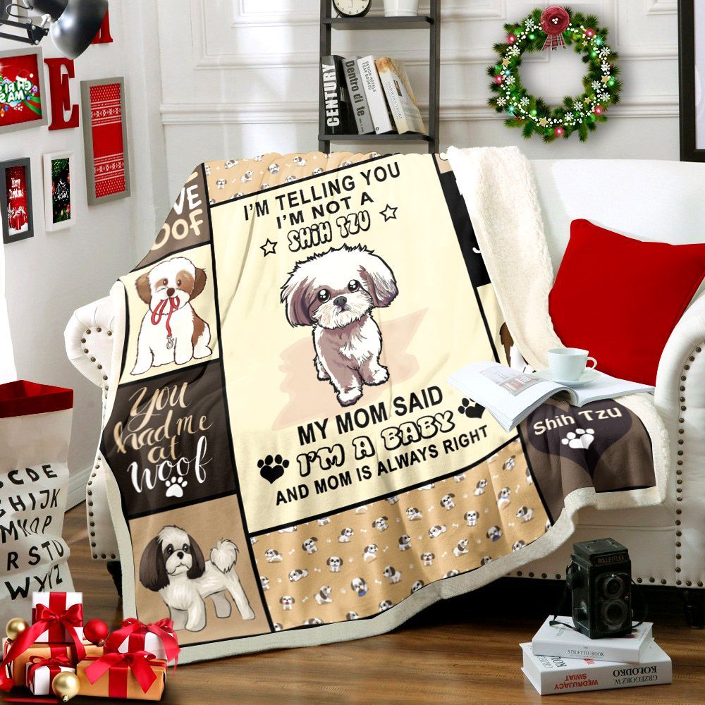 Shih Tzu Dog Sherpa Fleece Blanket