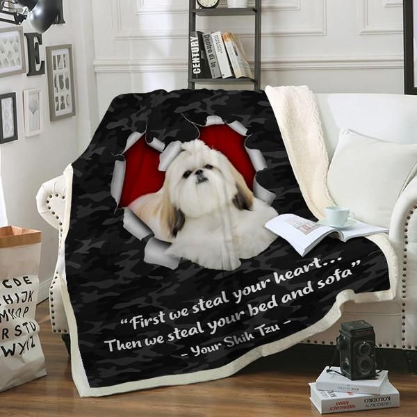 Shih Tzu Dog Sherpa Fleece Blanket