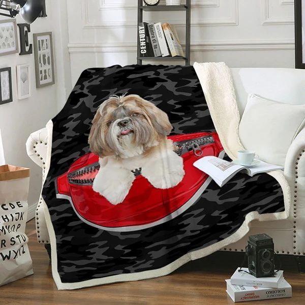 Shih Tzu Dog Sherpa Fleece Blanket