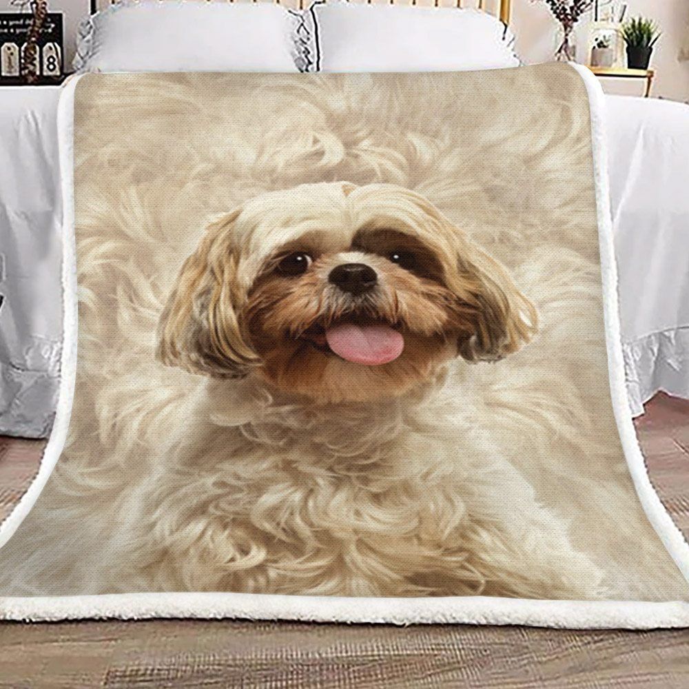 Shih Tzu Dog Sherpa Fleece Blanket
