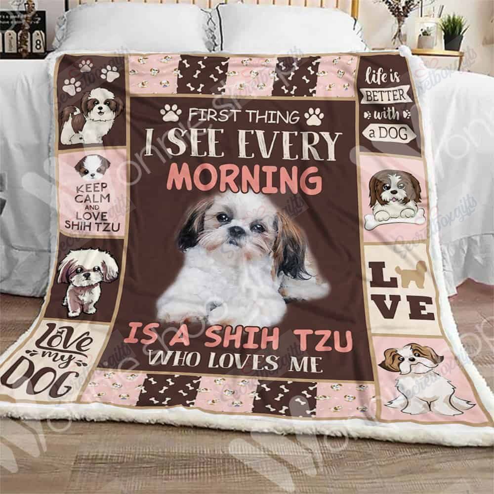Shih Tzu Dog Fleece Blanket