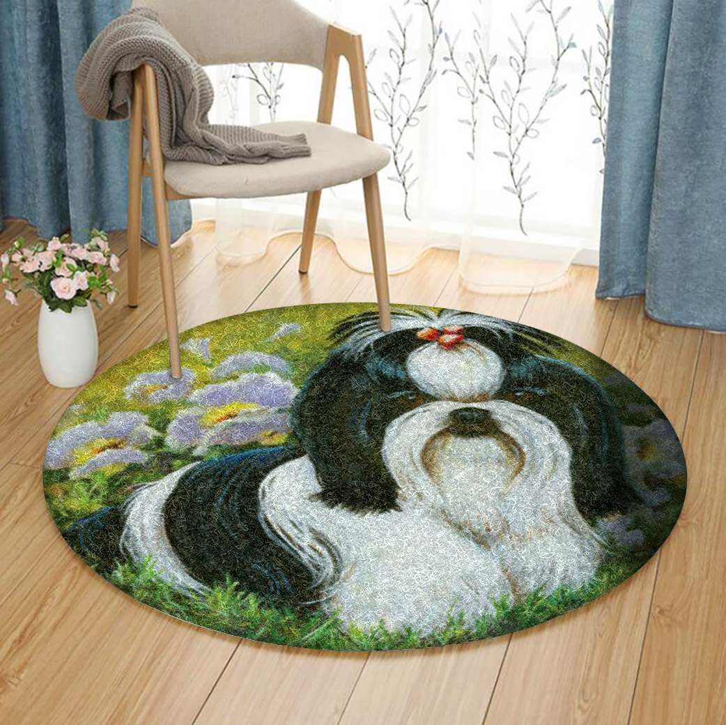 Shih Tzu Dog Round Carpet