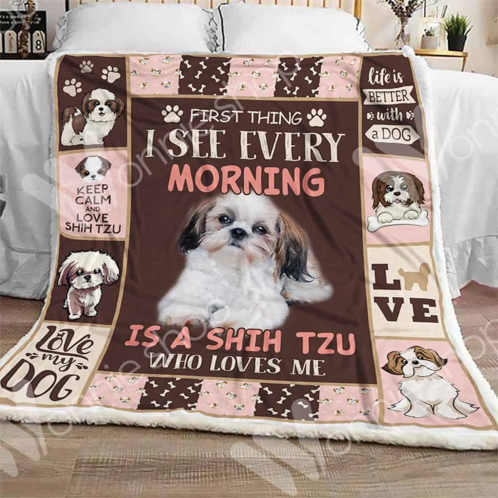 Shih Tzu Dog Sherpa Quilt Blanket DHC0102534TD