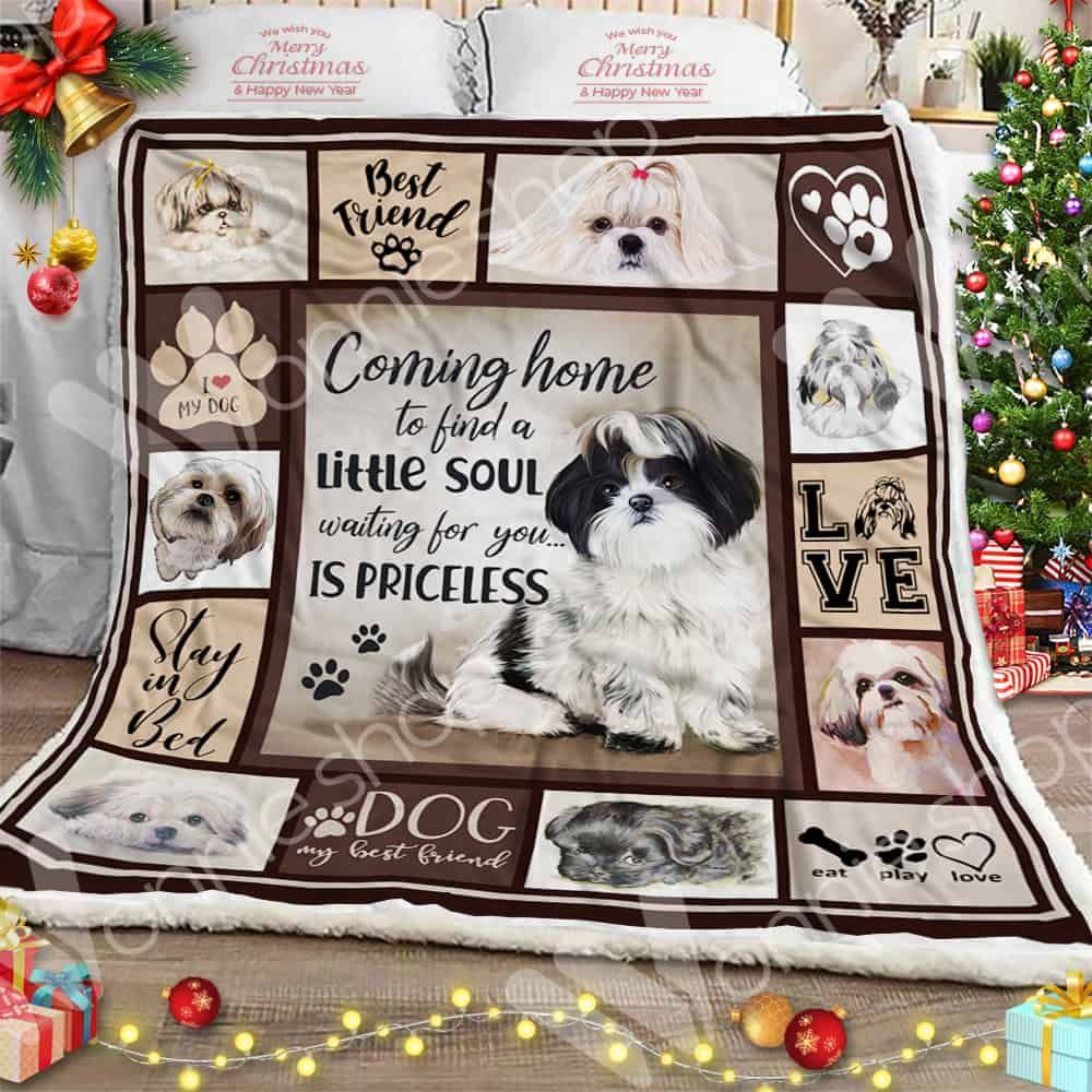 Shih Tzu Dog Stay In Bed Sherpa Fleece Blanket