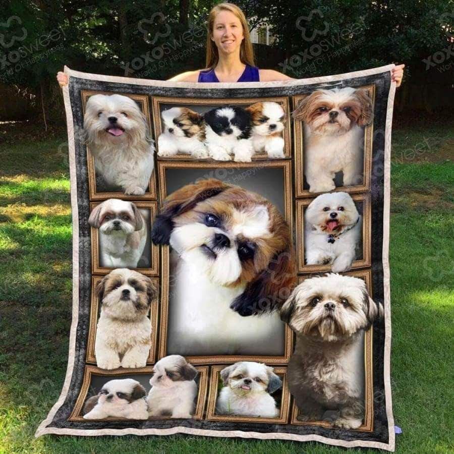 Shih Tzu Sherpa Fleece Blanket