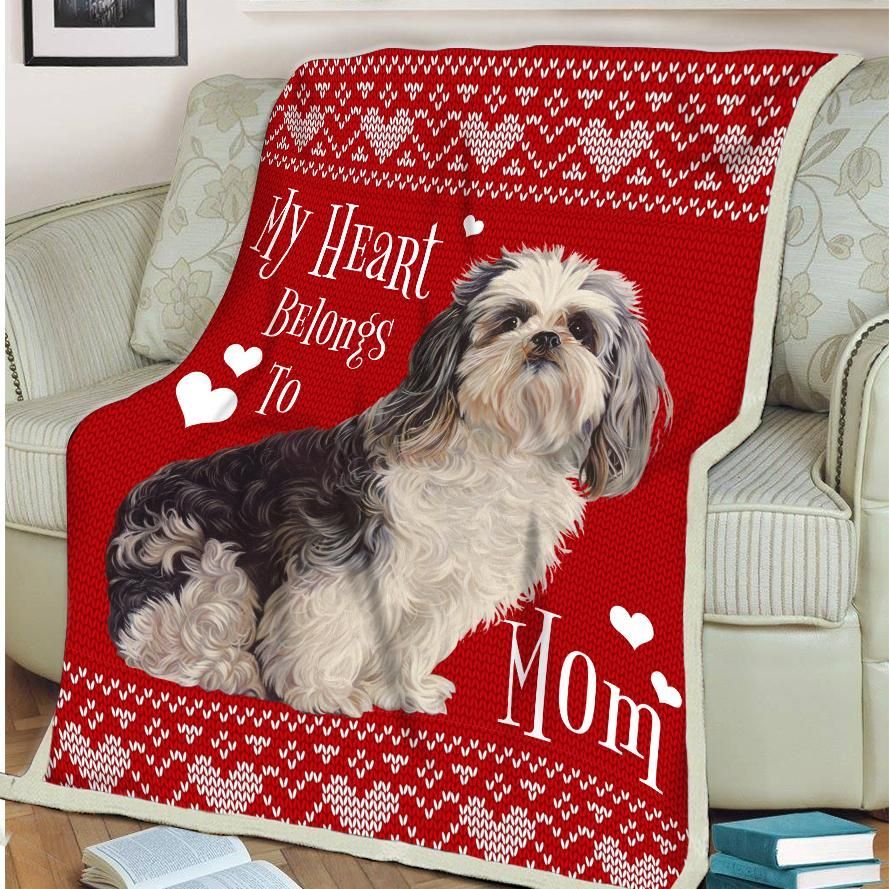 Shih Tzu Mom Sherpa Fleece Blanket