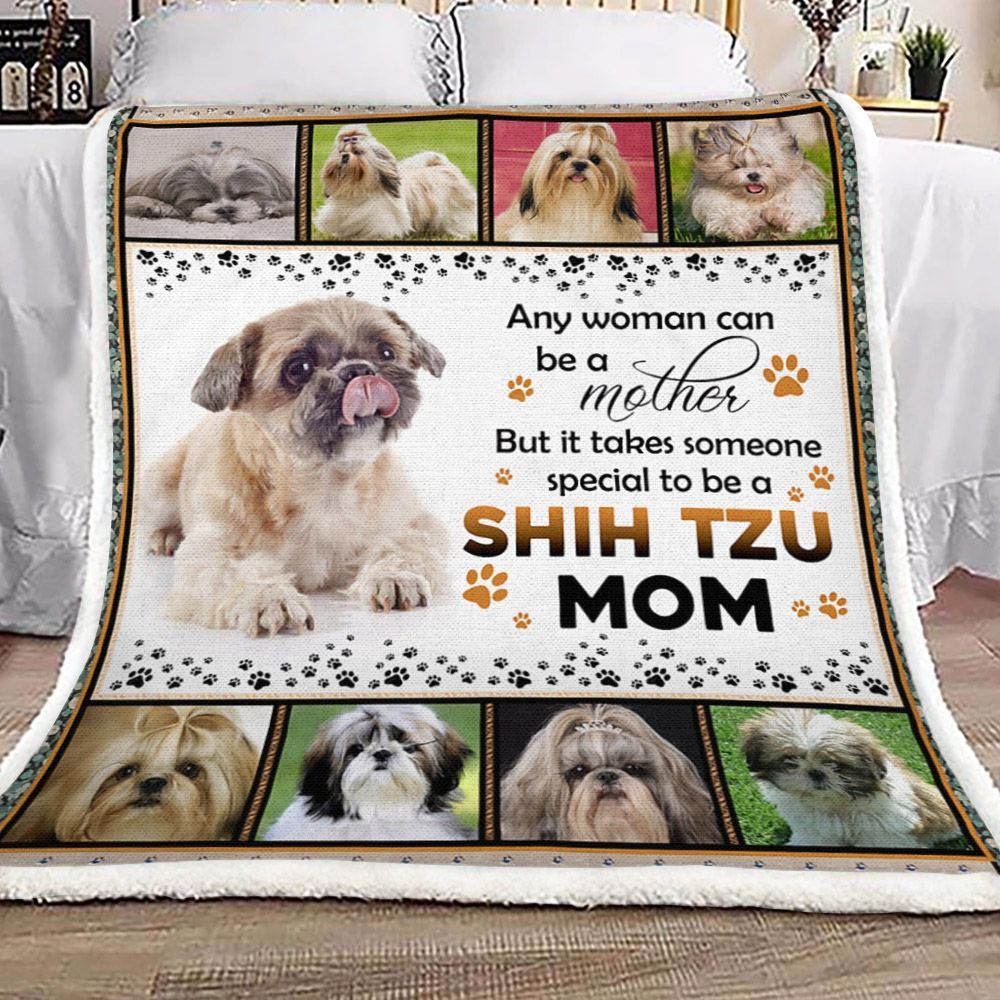 Shih Tzu Mom Sherpa Fleece Blanket