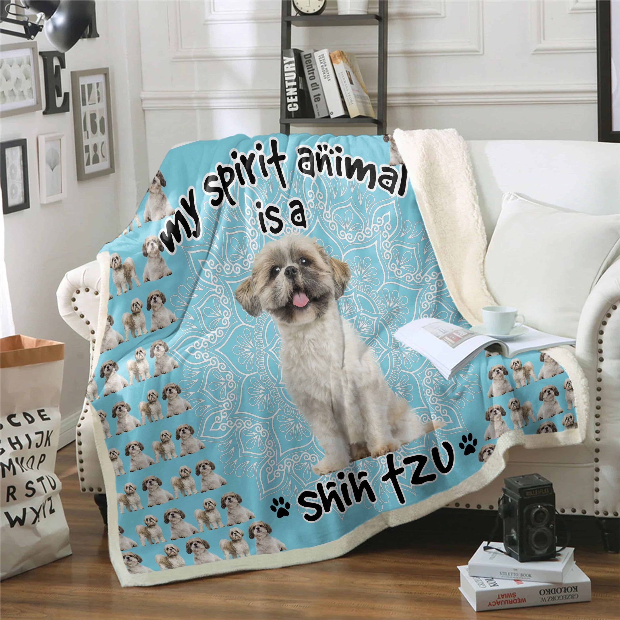 Shih Tzu My Spirit Animal Sherpa Fleece Blanket