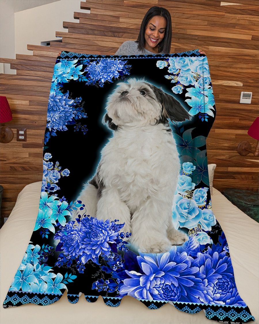 Shih Tzu Purple Fleece Blanket