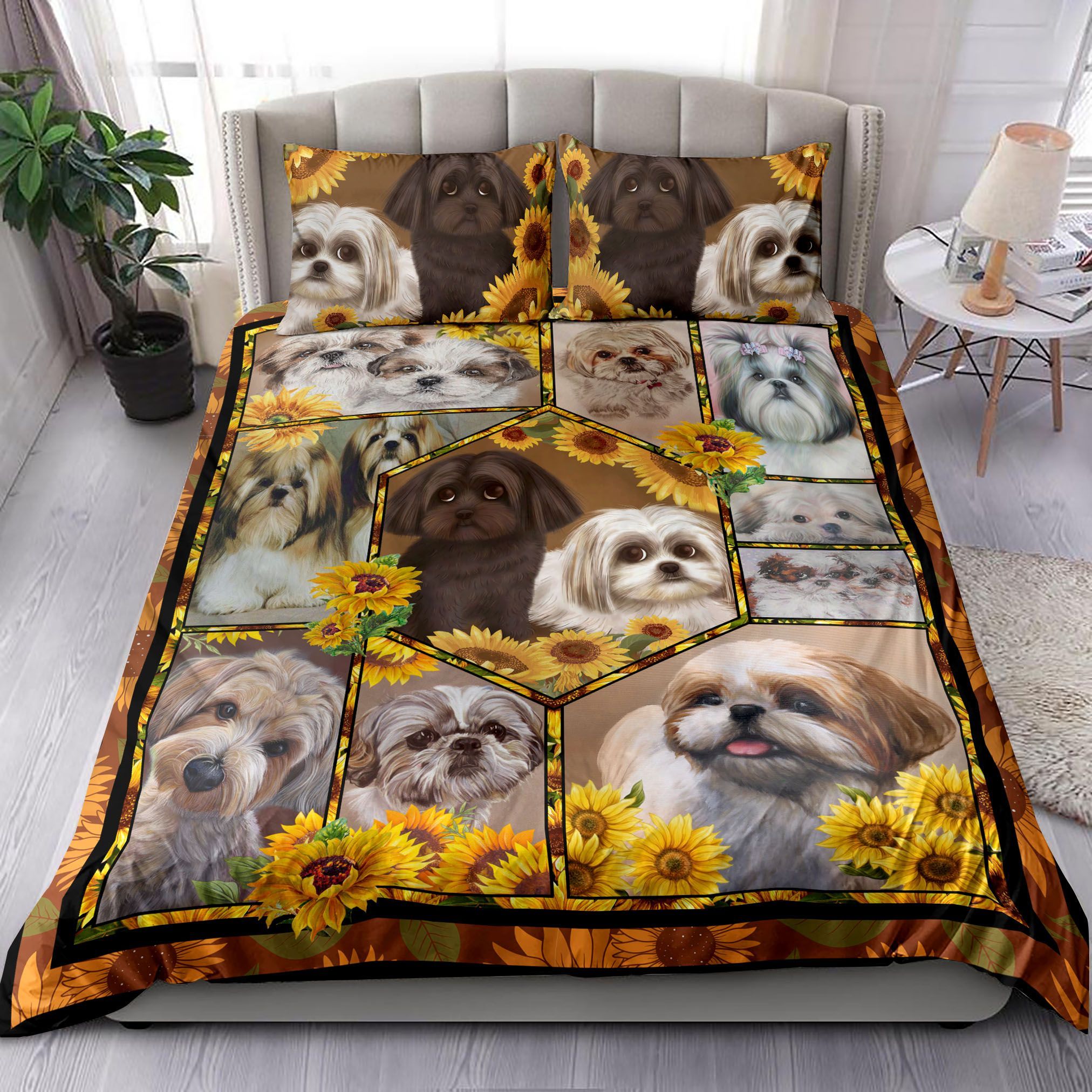 Shih Tzu Sunflower Bedding Set