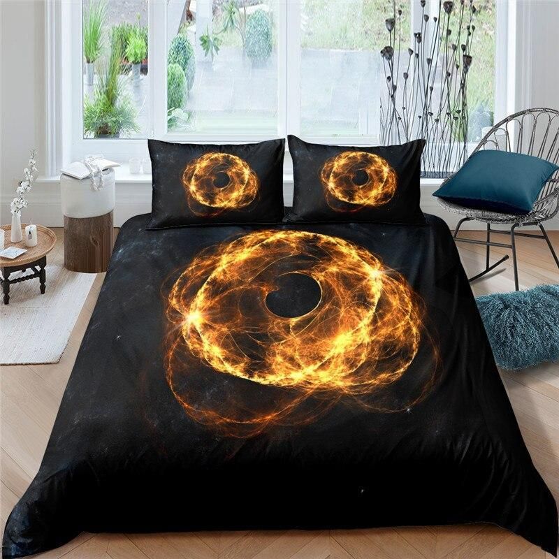 Shining Ring Black Background Bedding Set